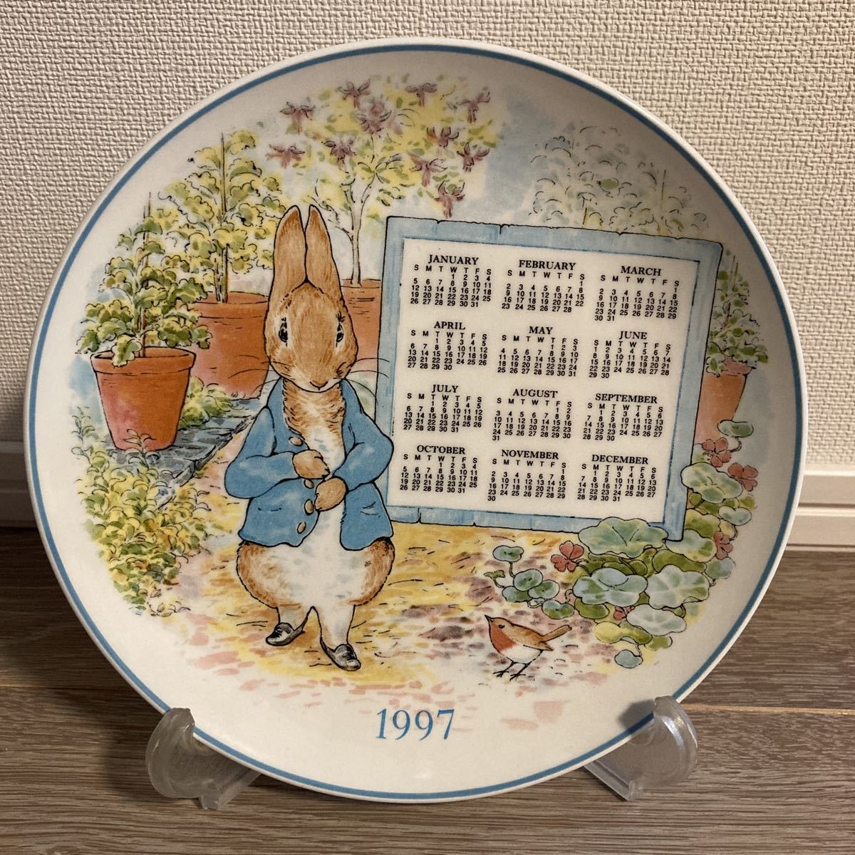 未使用WEDGWOOD ウェッジウッド Peter Rabbit ピーターラビット1997カレンダーイヤープレート Made in England英国製拍卖