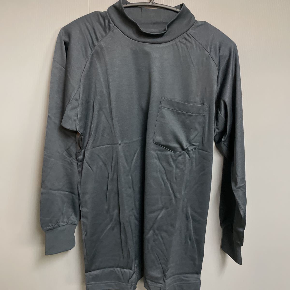 0058 長袖ハイネックTシャツ(胸ポケット付き) 桑和 L グレー拍卖