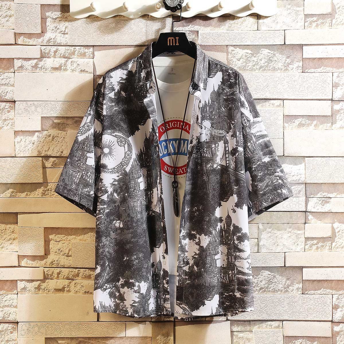 HSM891★メンズシャツ 半袖シャツアロハシャツ 総柄 花柄 カジュアルシャツトップス 開襟シャツおしゃれ 海 旅行 涼しい オシャレM~5XL拍卖