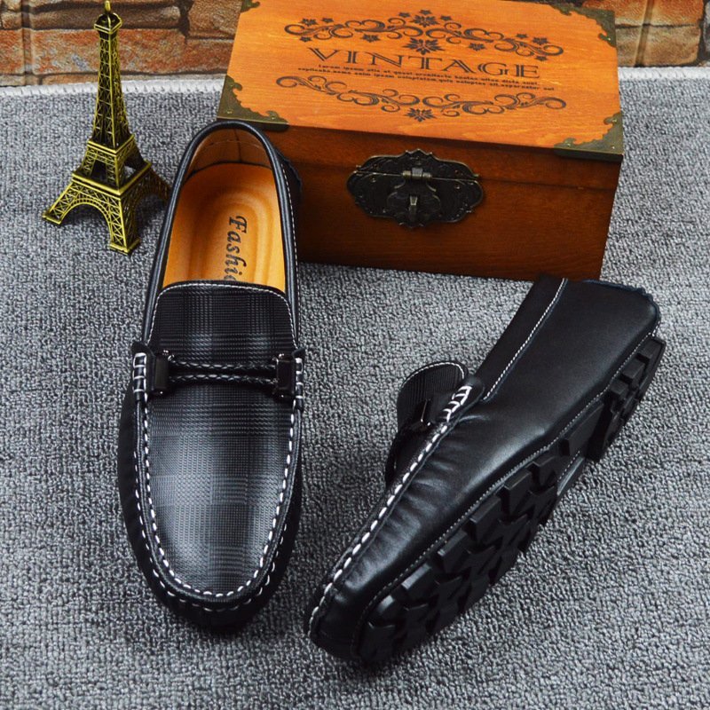 JHW283★春新品 本革 ローファー ドライビングシューズ モカシン ウォーキングシューズ メンズ 柔らか チェック柄「24.5 cm ~27cm」選択可拍卖