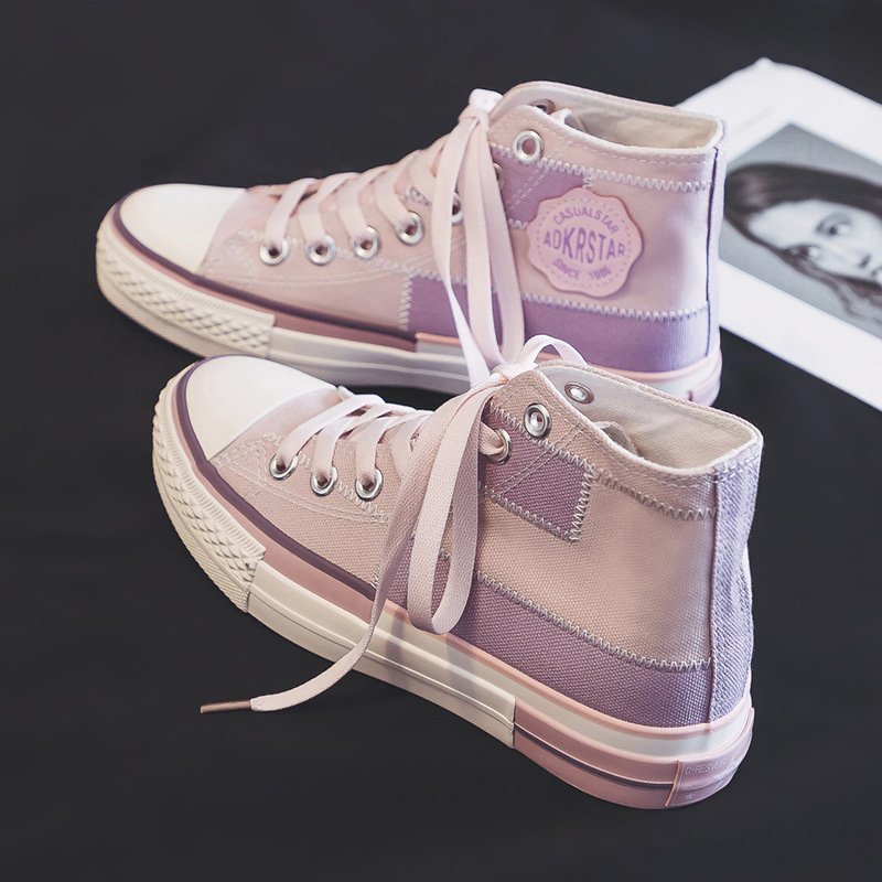 LHW1449★ニッチパープルスニーカーイントレンディな靴の女性の 2022 新春オールマッチハイトップキャンバスシューズの女性の靴拍卖