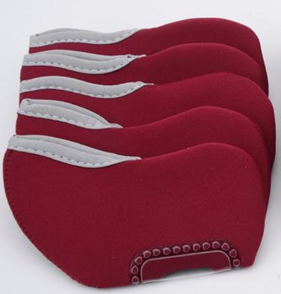 LHK3113★ゴルフ アイアン ヘッド カバー 番手 見える 窓 付 ソフト 素材 10個 セット ワインレッド拍卖