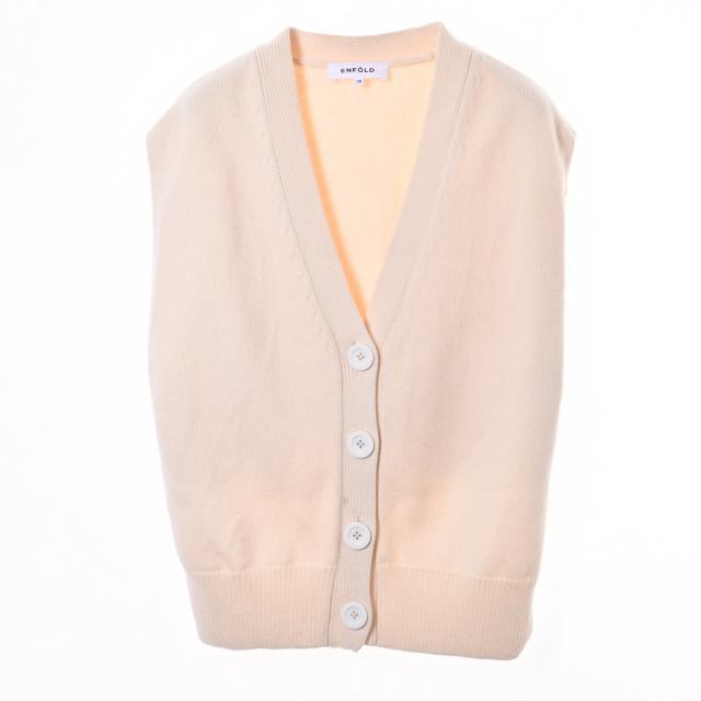 ENFOLD メリノウール スリットベストカーディガン 38 オフホワイト エンフォルド KL4CHKCS87拍卖