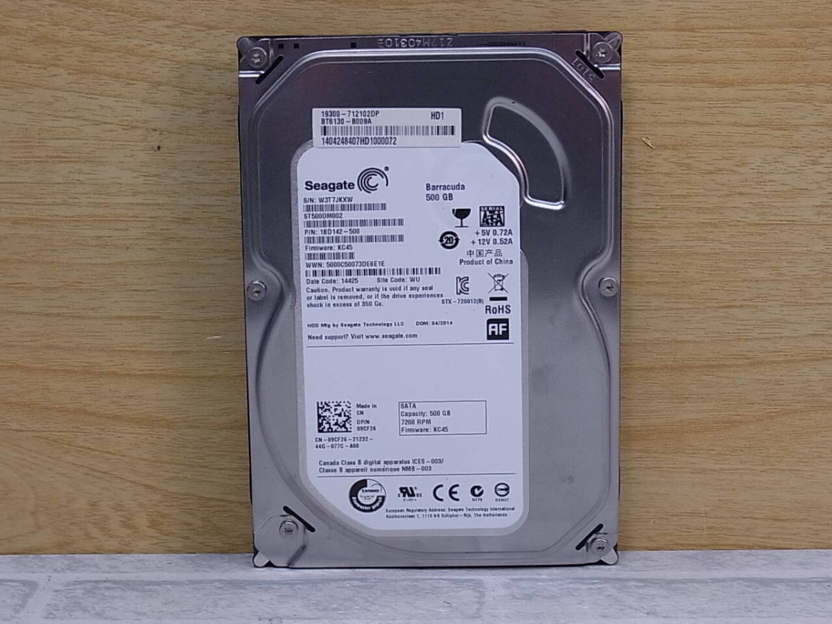 ◎K/338●シーゲイト Seagate☆3.5インチHDD(ハードディスク)☆500GB SATA600 7200rpm☆ST500DM002☆中古品拍卖