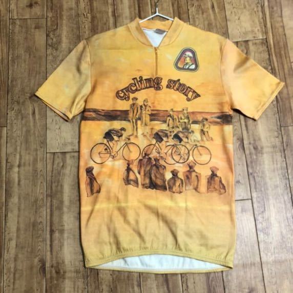 Parentini パレンティーニ サイクルジャージ 半袖 シャツ イタリア製 サイズ4 sucking story ブラウン イラスト拍卖