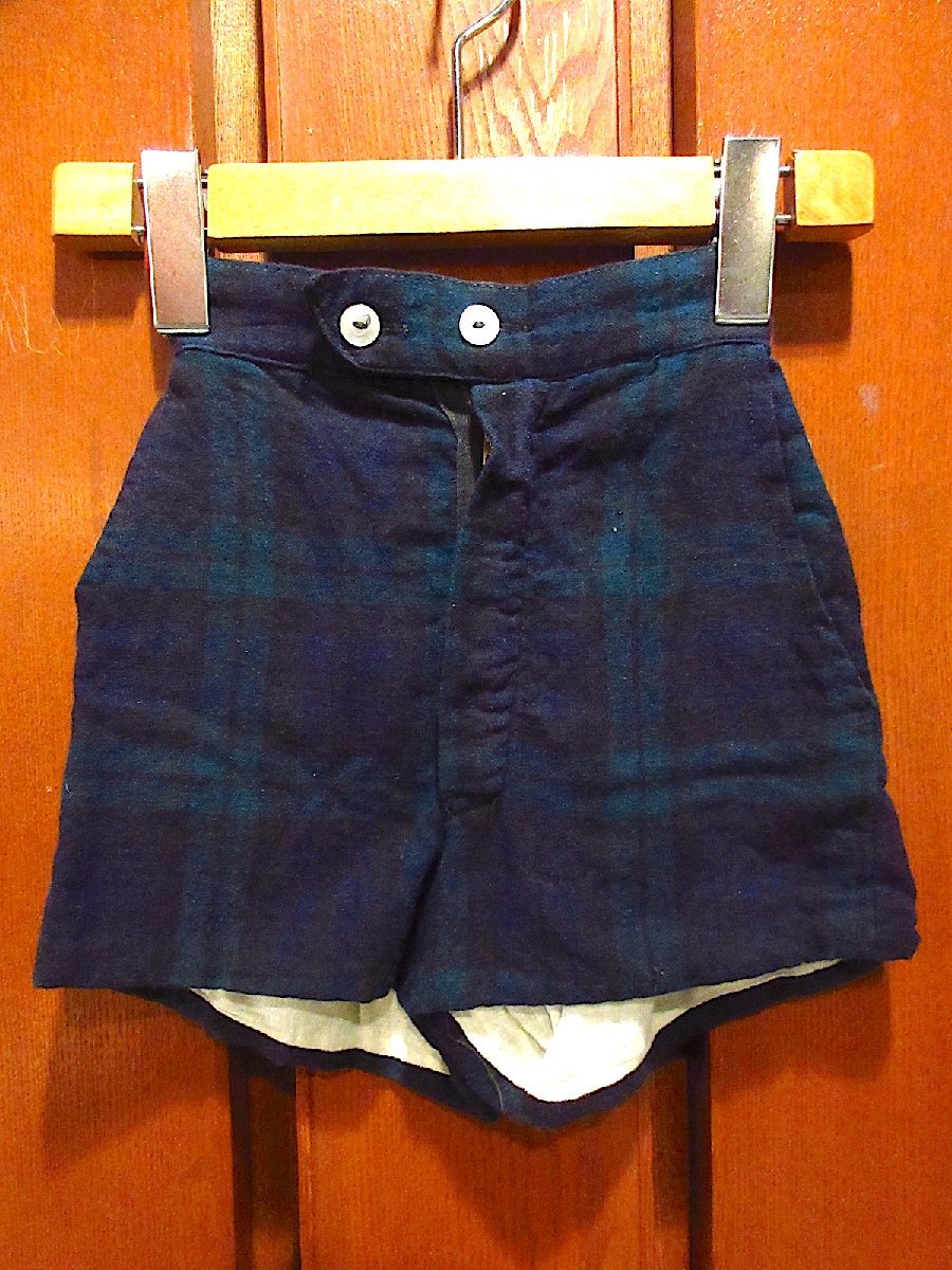 ビンテージ60's●Viyellaキッズタータンチェックショートウールパンツ実寸W40~56cm●221221c4-k-sht-wf 1960sブラックウォッチショーツ拍卖