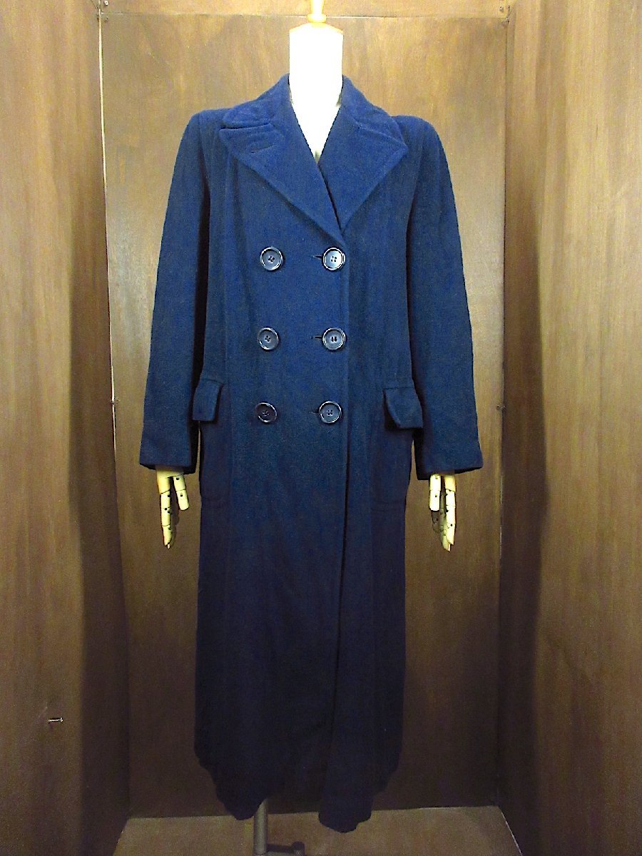 ビンテージ40’s50’s●ダブルブレストウールコート紺●221227k7-m-ctメンズ古着ジャケット1940s1950sアウター拍卖