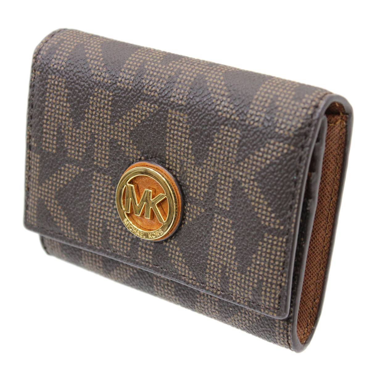 MICHAEL KORS/マイケルコース パスケース MKシグネチャー ブラウン 箱付き NO Bランク拍卖