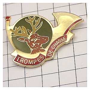 ピンバッジ・ホルン楽器ハンティング狩猟しか鹿◆フランス限定ピンズ◆レアなヴィンテージものピンバッチ拍卖