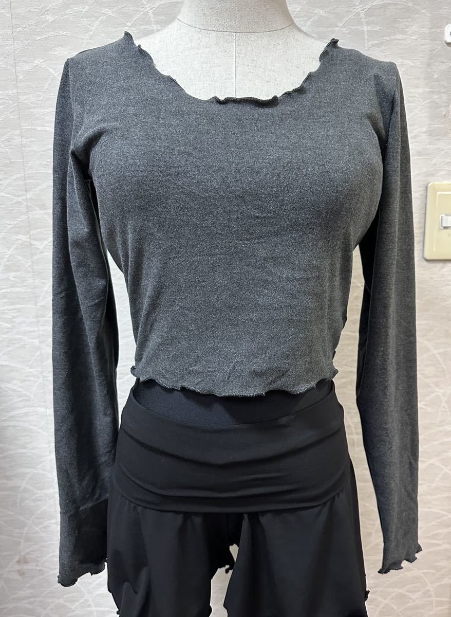 特価!バレエ 長袖ショートトップス /フリース調 グレー M拍卖