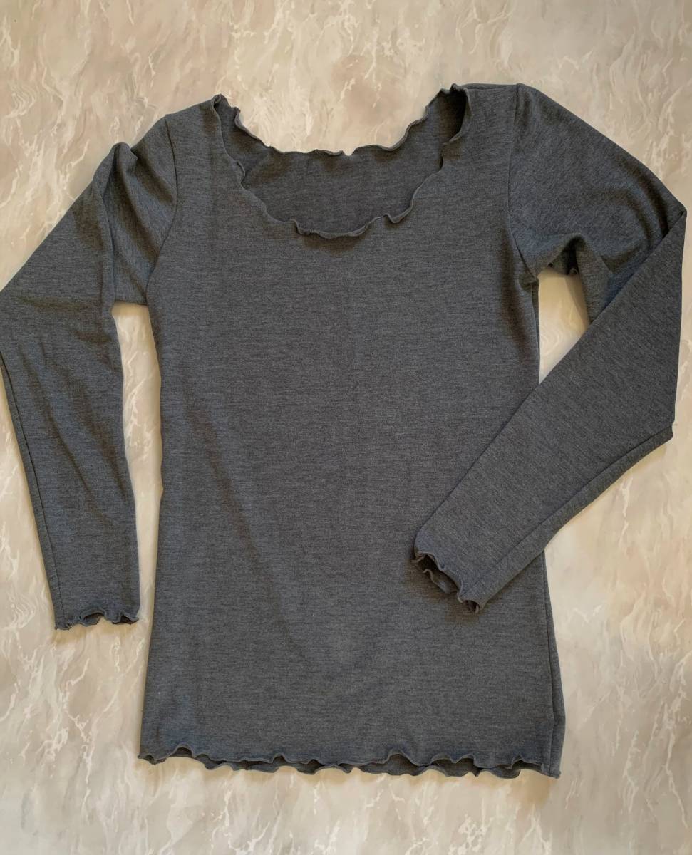 特価!バレエ/ピラティス/ヨガなど 長袖トップス ロング グレー やや起毛 S拍卖