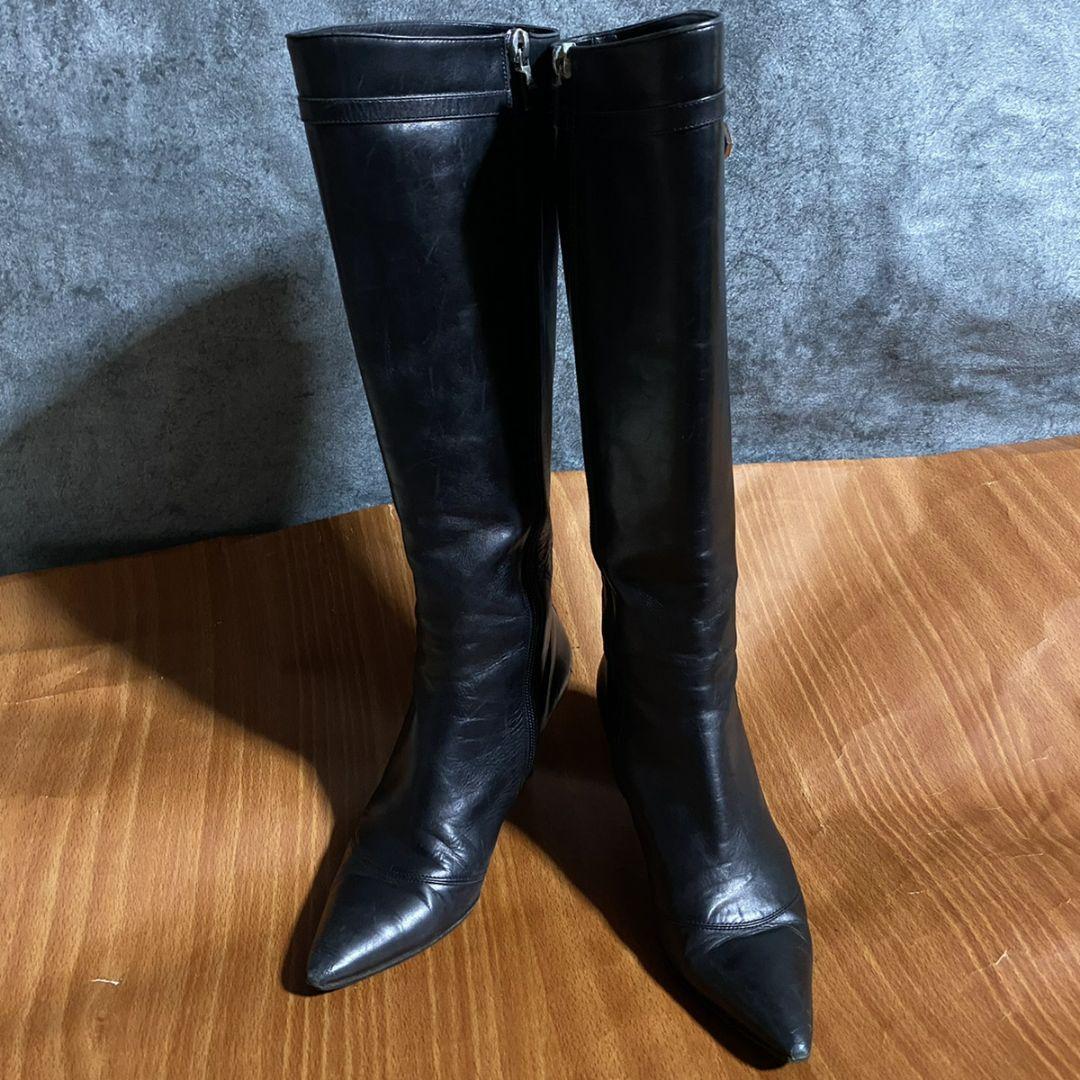 ルイヴィトン レザー ロングブーツ レディース ブラック 靴拍卖