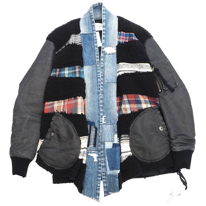 J0262S 未使用品 20AW GREG LAUREN/着物 ジャケット 【サイズ:2】 定価330000円 SCRAPWORK KIMONO コート グレッグローレン拍卖