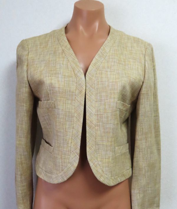 ☆【美品】Lui Chantant ルイシャンタン ツイードノーカラージャケット 36拍卖