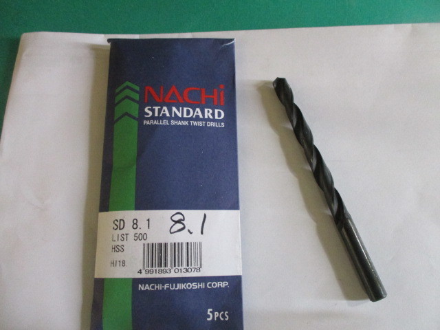 ナチ鉄工錐(ストレート) ナチ鉄工ドリル 8.1ミリ 新品 4本で¥2000 送料¥185拍卖