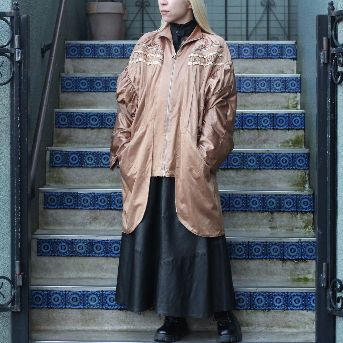 EU VINTAGE CROCODILE PATTERNED DEFORMATION DESIGN ZIP UP BLOUSON/ヨーロッパ古着クロコダイル柄変形ジップアップブルゾン拍卖