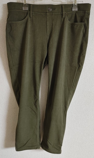 LLサイズ CLOSSHI 長ズボン ストレッチ パンツ ウエスト総ゴム 丈短め モスグリーン拍卖