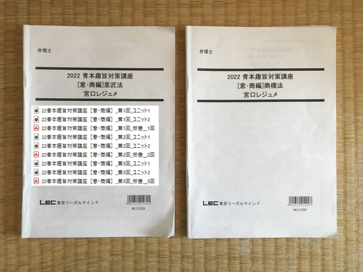 音声と板書レジュメ付け!! 2024年版に対応済 2022 弁理士 青本趣旨対策講座 意・商編 意匠法・商標法 宮口先生拍卖