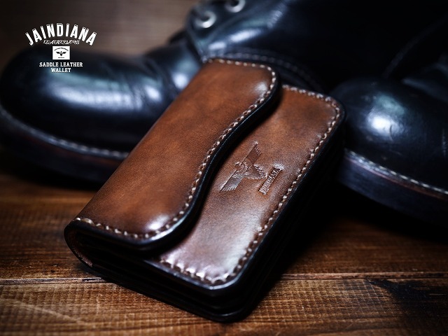 手縫い サドルレザー・ミニウォレット ビンテージ染めバーガンディー ミニ財布 MIW-VBR拍卖