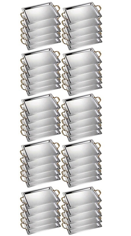 ☆バッカス角トレー(約365X220mm)手付50個ステンレス製乗せる・運ぶ・盛器としても使いかた色々日本製新品拍卖