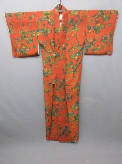 【政】32235 合わせ着物 正絹 花 拍卖