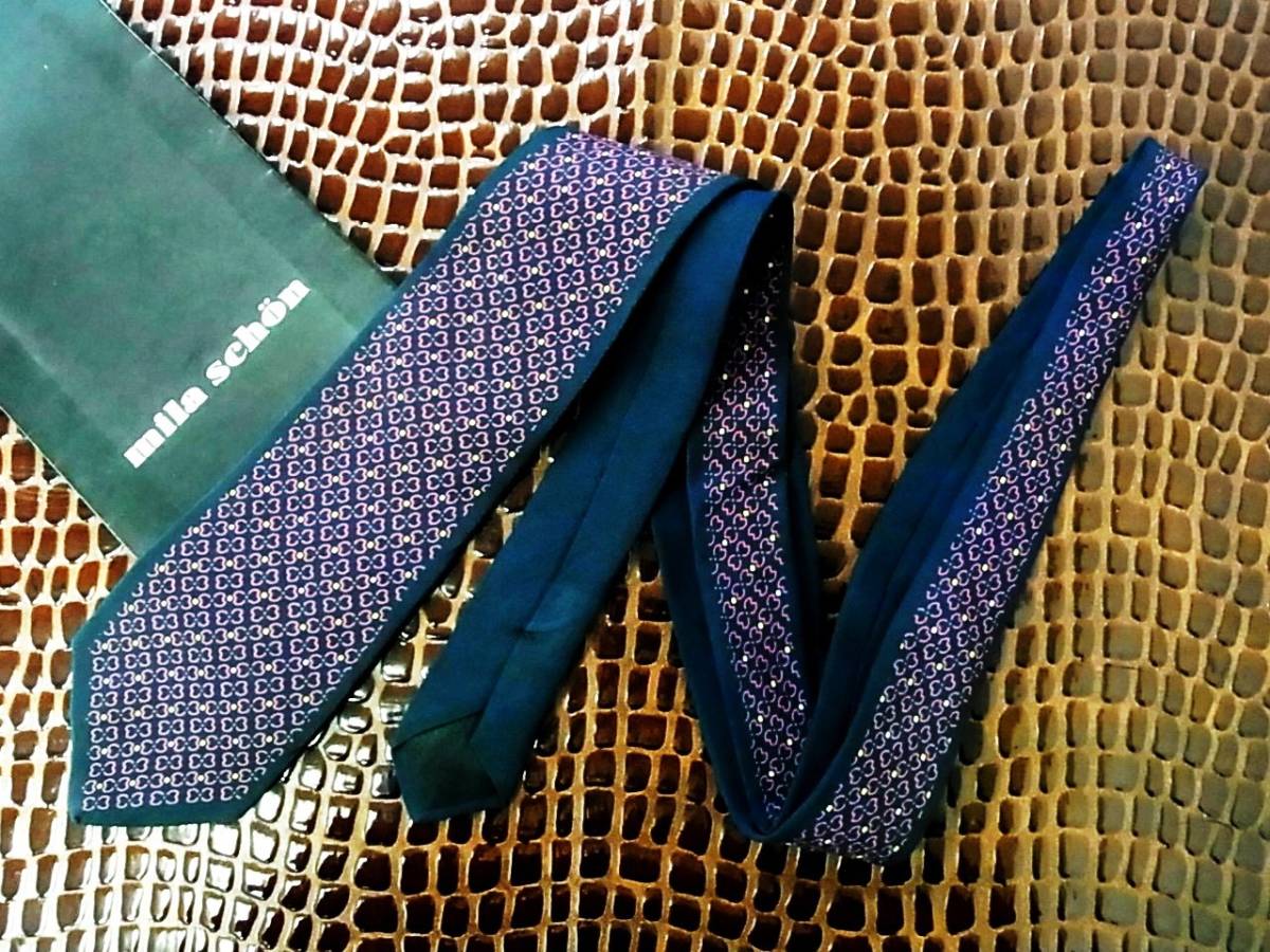 ■E0531Y●良品●ミラショーン【総Mロゴ】ネクタイ拍卖