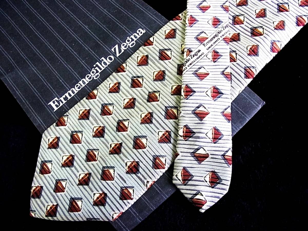 ■E3373N●良品●【Zegna】ゼニアのネクタイ拍卖