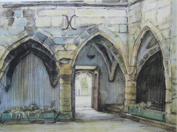 藤田嗣治、「Cloitre de Marzac」、希少画集の額装画、人気作品、オーダーマット付・日本製新品額入り、送料無料拍卖