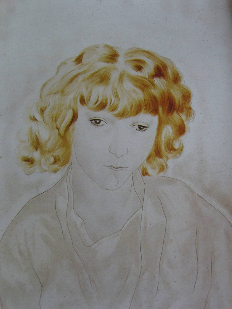 藤田嗣治、「Femme pensive」、希少画集の額装画、人気作品、オーダーマット付・日本製新品額入り、送料無料拍卖