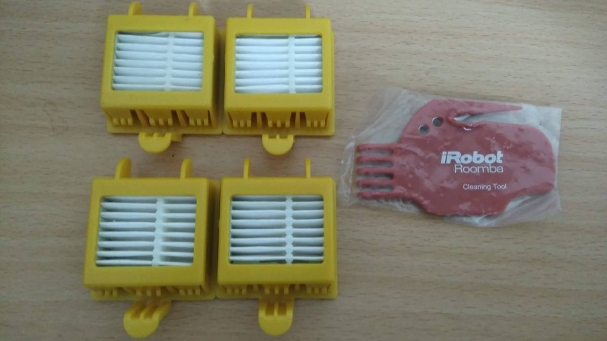 新品未使用★ルンバ 純正フィルター4個セット+ルンバブラシクリーニングツール(700シリーズ)ゆうパケット(送料210円均一)拍卖