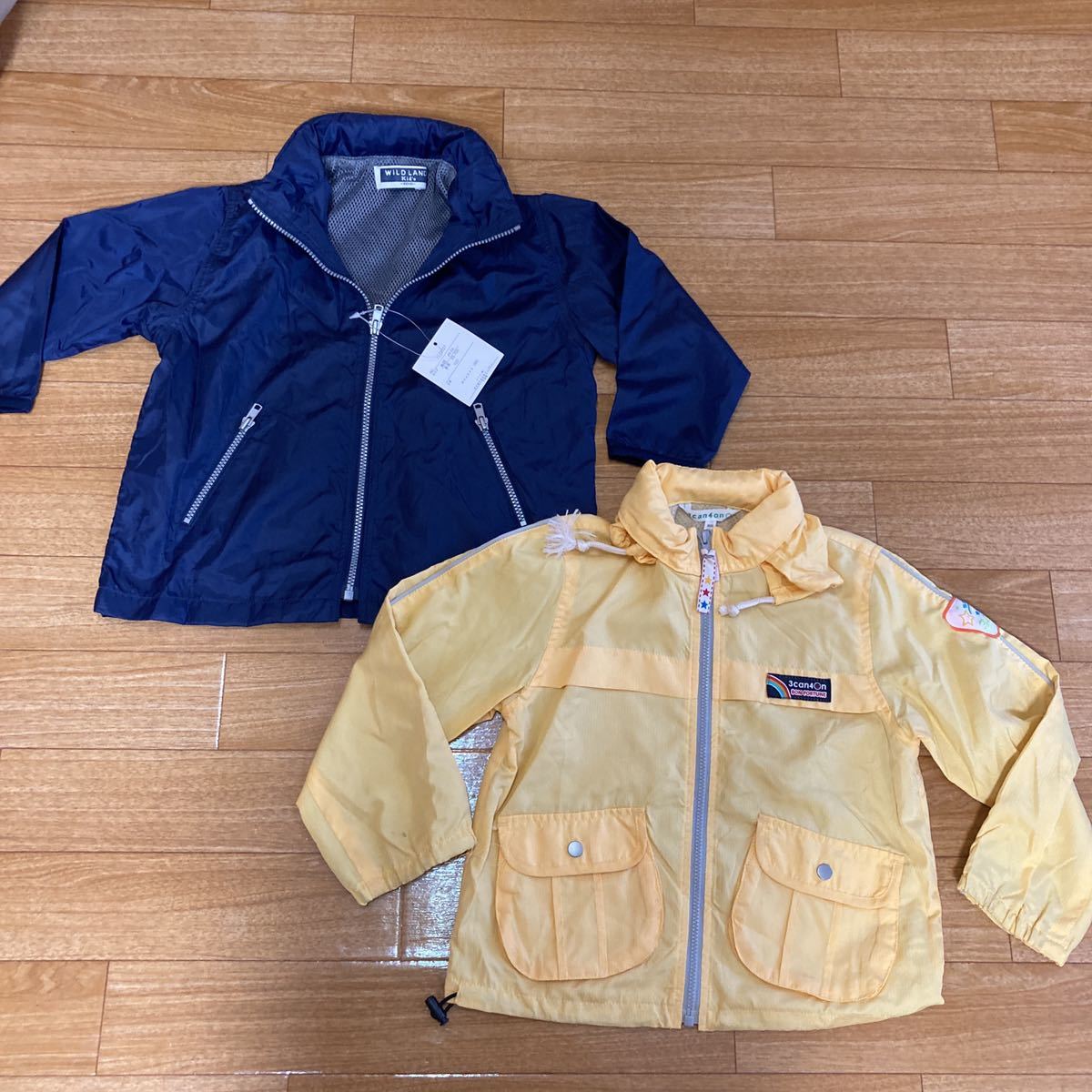 100サイズ☆ウィンドブレーカー☆2枚セット☆ネイビー未使用☆イエロー中古☆AA拍卖