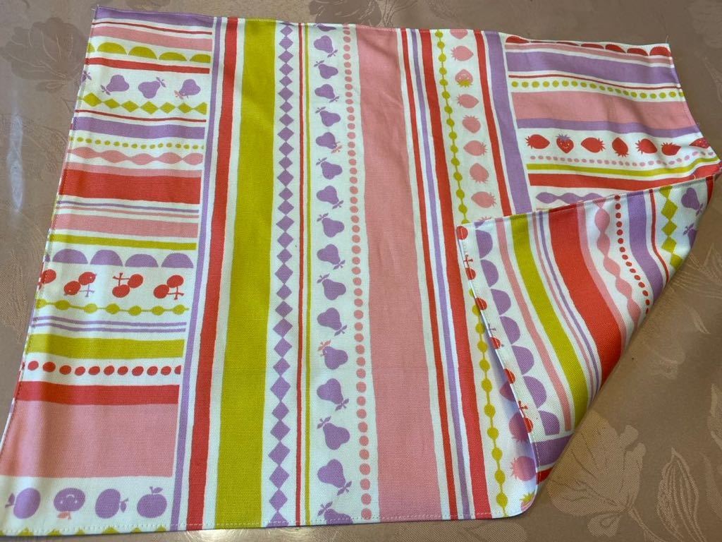 No.206 裏付ランチョンマット ハンドメイド 35x45 ピンク フルーツ拍卖