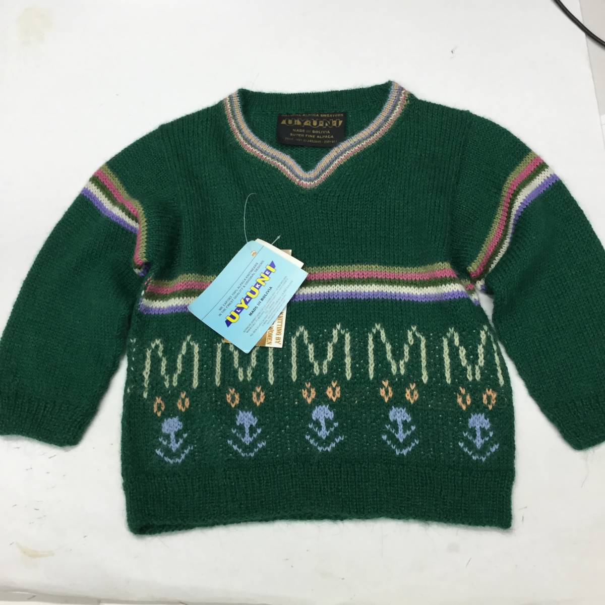 デッドストック UYUNI アルパカセーター グリーン ボリビア製 キッズ拍卖