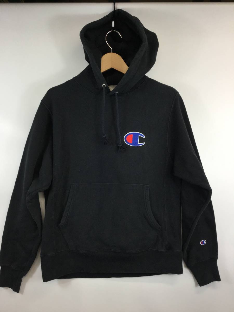 チャンピオン champion 海外企画 リバースウィーブ スウェットパーカー ブラック Sサイズ デカ目拍卖