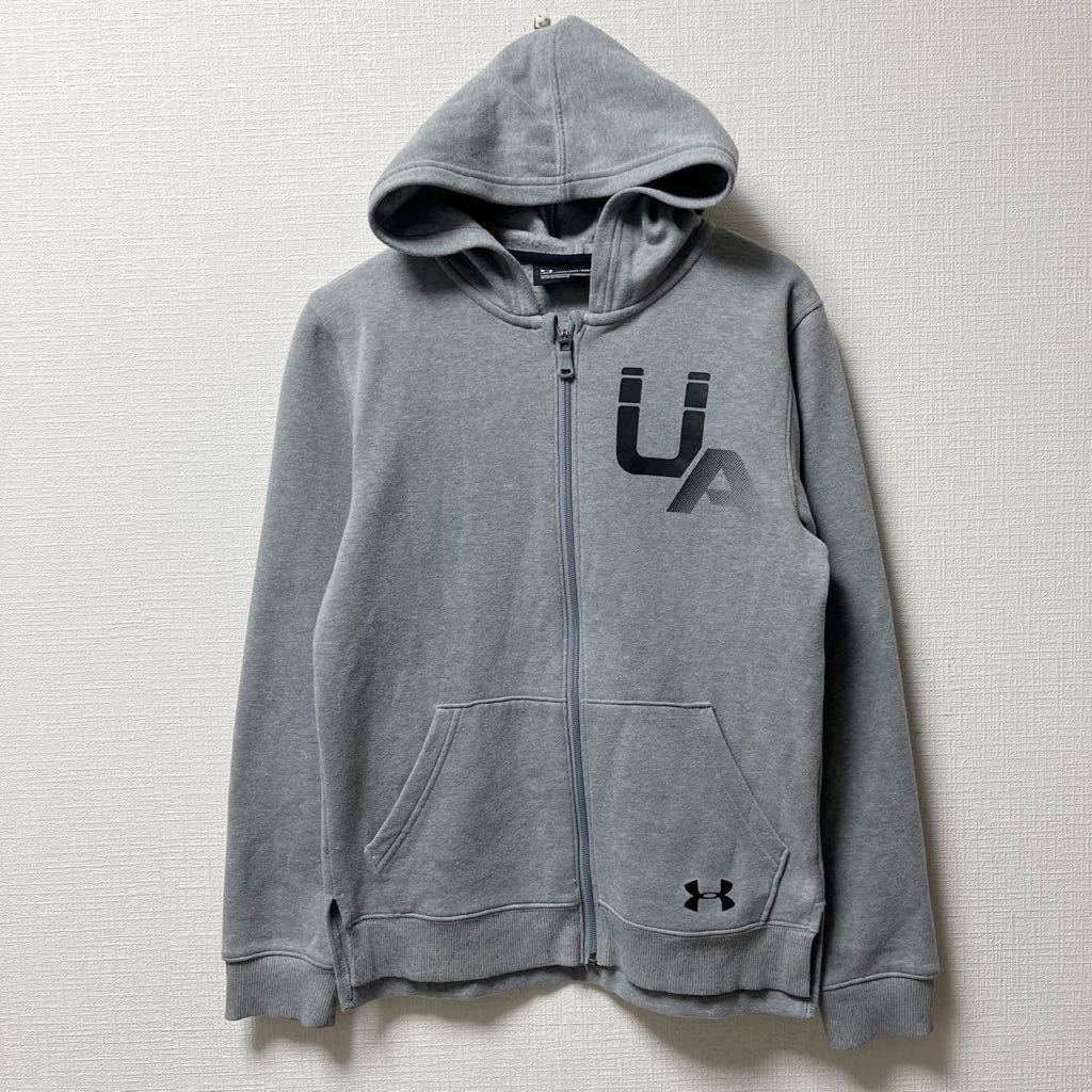 UNDER ARMOUR アンダーアーマー ジップアップパーカー YLGサイズ グレー キッズ拍卖