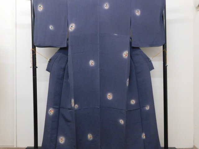 小紋 単衣 更紗手描き縮緬 楽布特選 P14612 nt拍卖