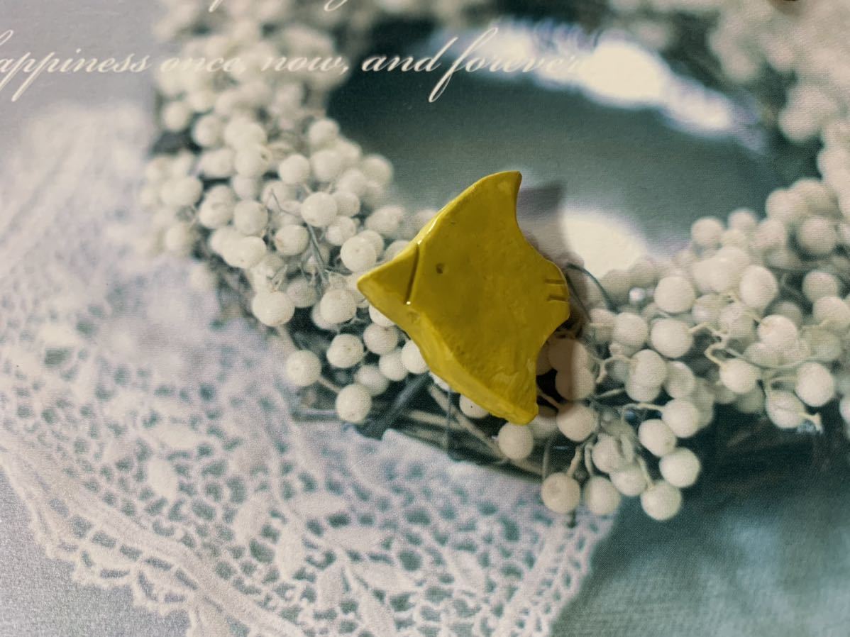 ブローチ 陶器風 石塑粘土 ハンドメイド 鳥 バードb マスタード 黄色 北欧拍卖