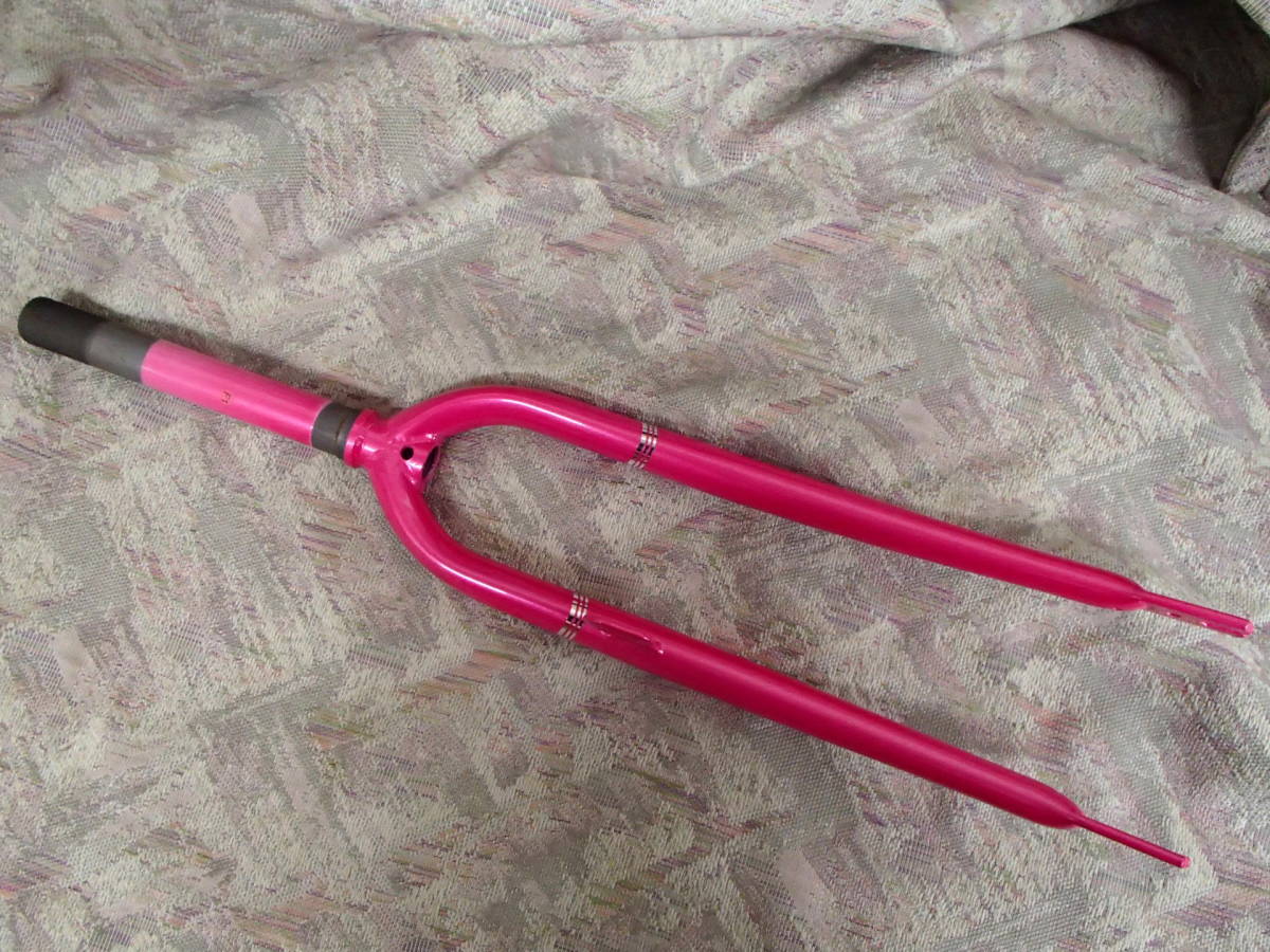 軽快車用フロントフォーク 26インチ メタリックピンク 箱錠ダボ・ライトステー付 補修・リペア拍卖