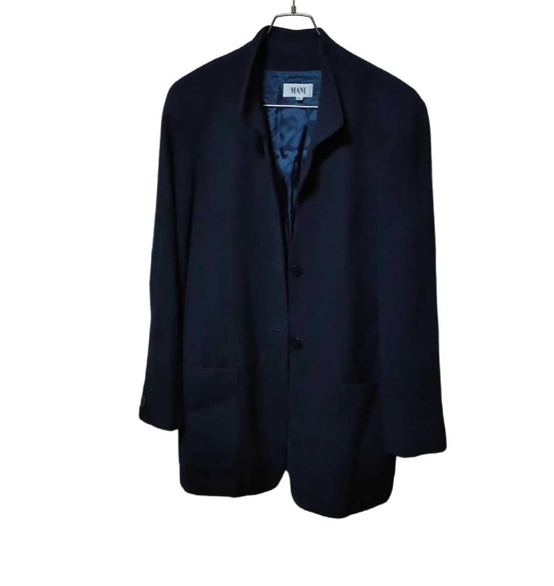 Mani ビンテージ アルマーニ 上質 ウール カシミヤ コート ダークブルー 42/8 サイズ拍卖
