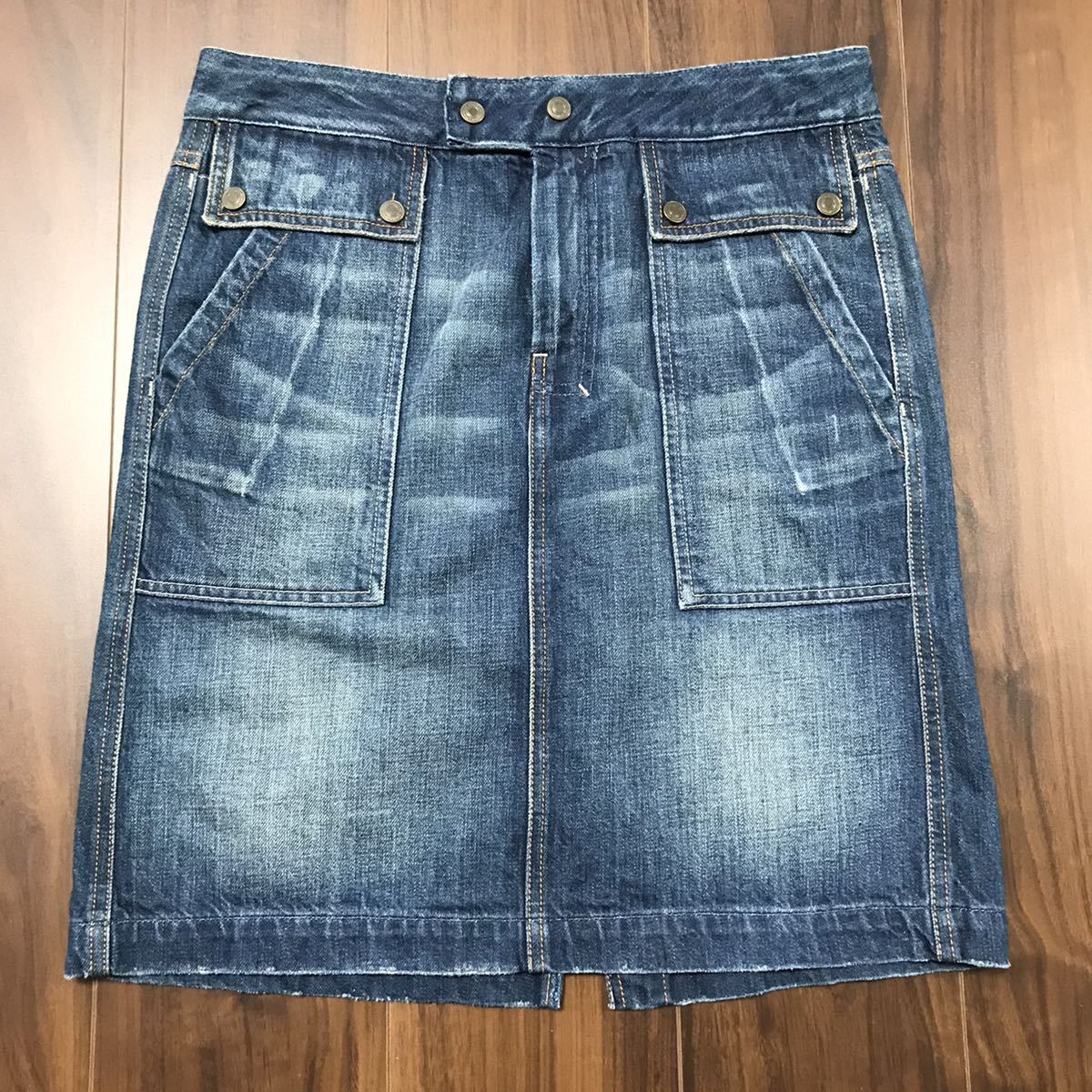 ベネトン デニムスカート UNITED COLORS OF BENETTON ダメージ加工 ヴィンテージ ビンテージ スカート ボトムス レディース タイトスカート拍卖