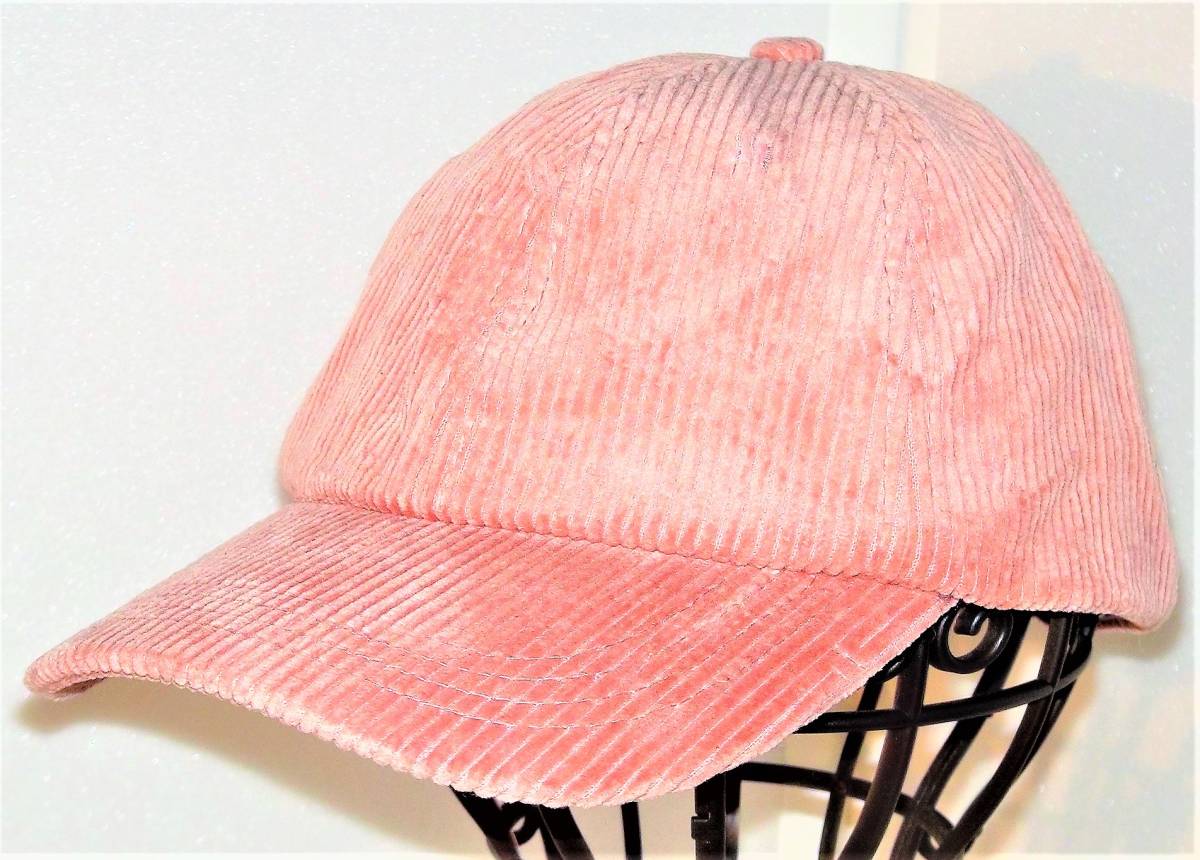 (レディース・帽子・新品)CasiTA キャップ F ピンクコーデユロイ生地 綿100% つばの幅7㎝拍卖