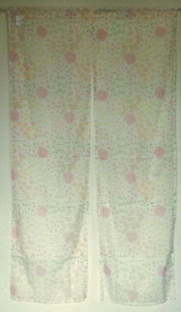 洋風のれん幅85cmx丈150cm-sumi-Wフラワーオレンジ61540拍卖