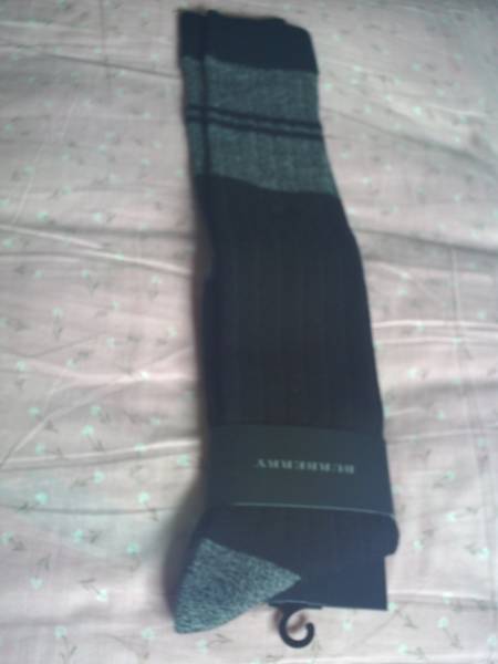 ★バーバリー 毛糸のハイソックス 25-27cm 黒 新品★拍卖
