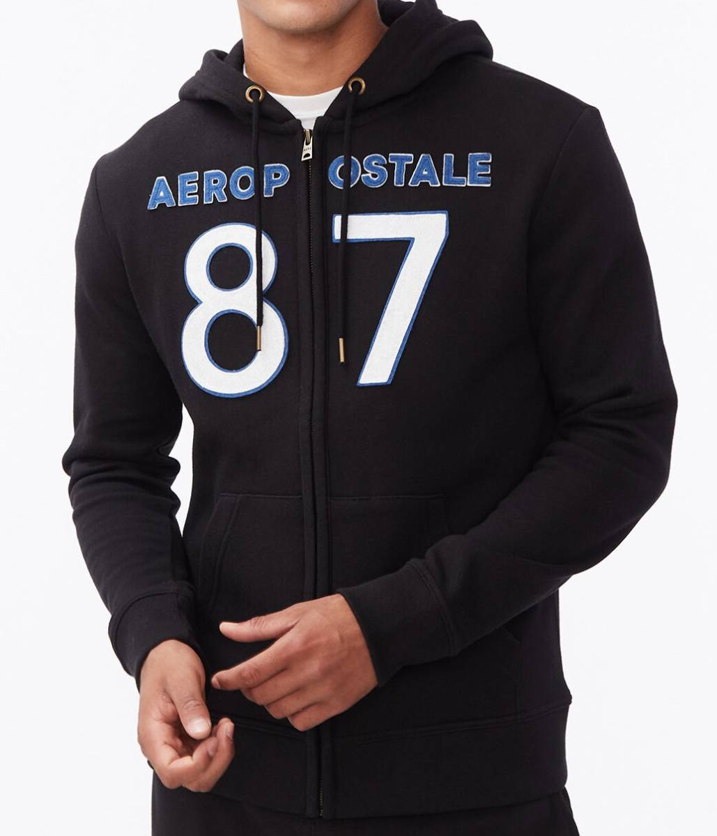 ●送料無料●大きいサイズ Aeropostale フルジップパーカー(87/ブラック)【USサイズ/3XL】拍卖