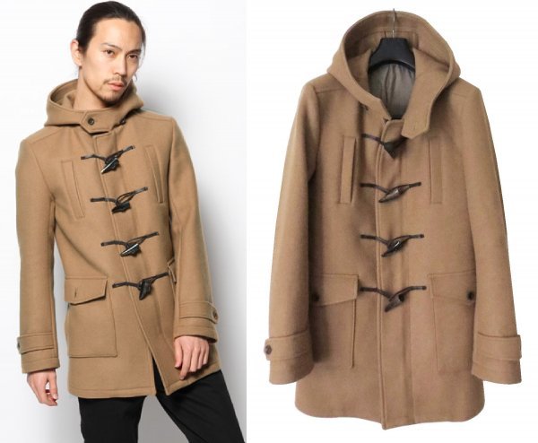 定価6万 ラウンジリザード WOOL/ANGORA MELTON ダッフルコート 2 アンゴラ ウール メルトン キャメル拍卖