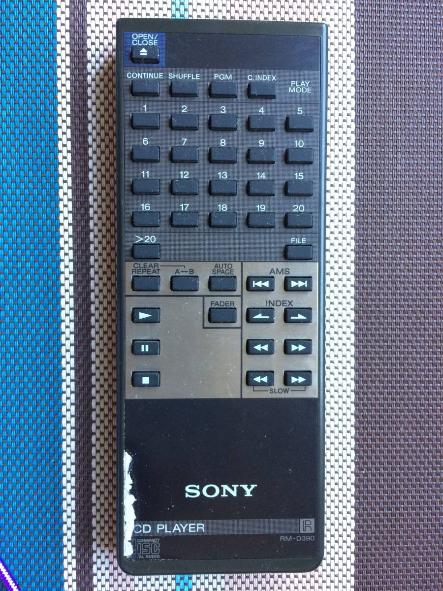 送料無料★SONY★ソニー★純正★CDプレーヤー★ CDP-M99 用リモコン★RM-D390★中古★動作品★返金保証あり拍卖