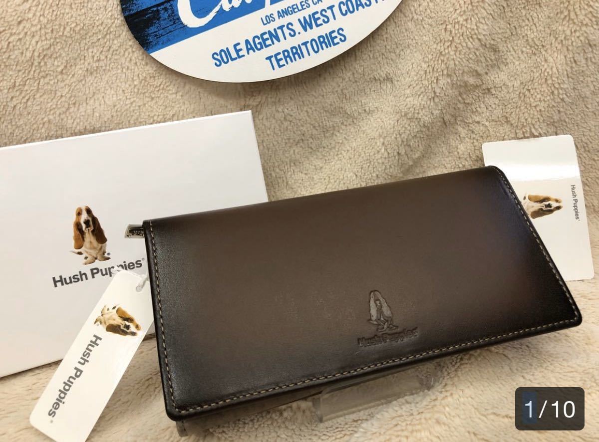 ー財布 ★ H=4 ★ムラ染め 渋い Hush Puppiesー財布 お洒落無難な長財布 パティーヌ 縁ムラ染め 牛革×豚革 アンティーク茶拍卖