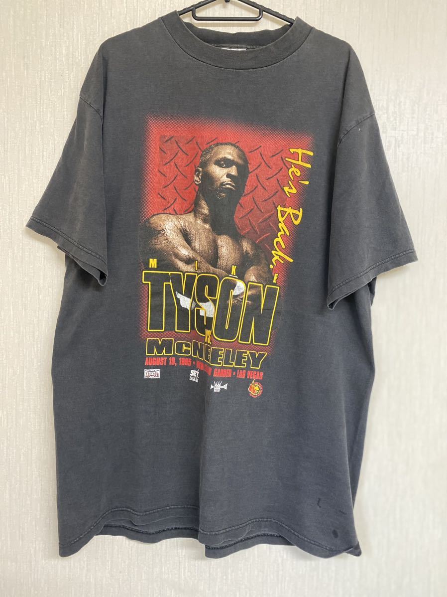 90'S 当時物 MIKE TYSON Tシャツ ヴィンテージ マイクタイソンTシャツ ブラック サイズXL コピーライト オフィシャル拍卖