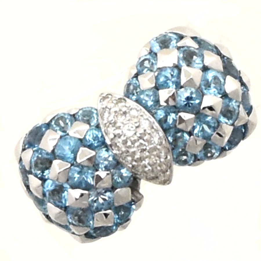 リング K18WG サファイア3.08ct ダイヤモンド0.18ct サイズ12号 重量9.7g ジュエリー拍卖