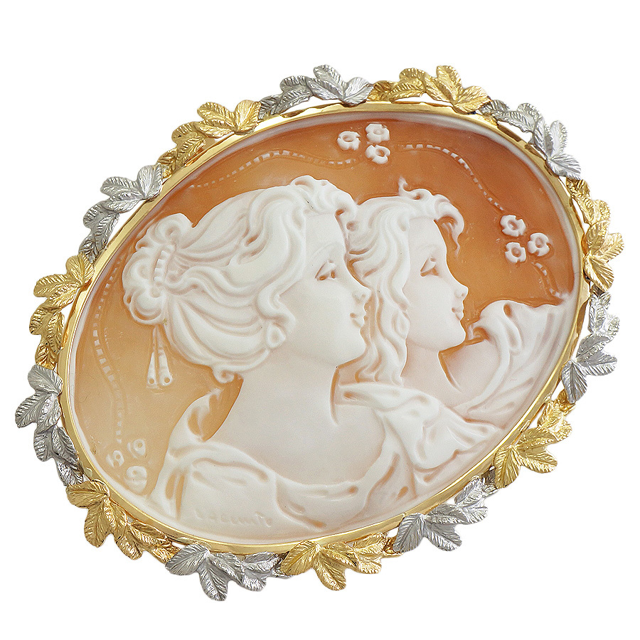 ブローチ ペンダントトップ K18イエローゴールド プラチナ900 カメオ ジュエリー拍卖
